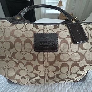 Classic Coach signature top zip tote bag